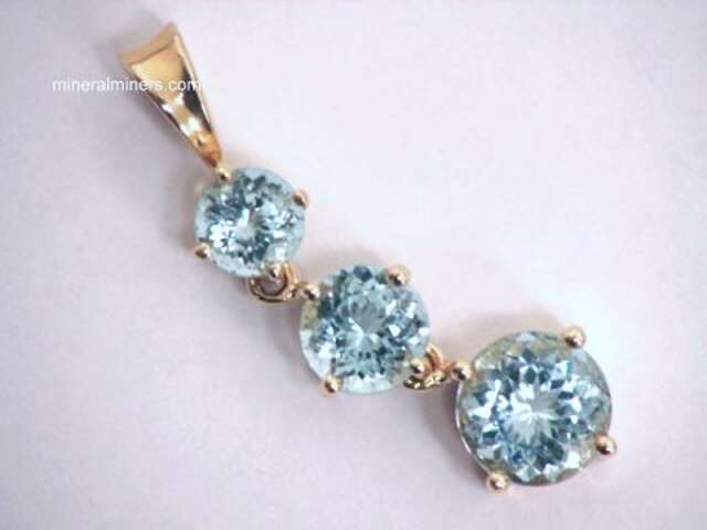 Aquamarine Necklace - 14k yellow gold